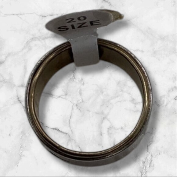 Black Star Design Stainless Steel Unisex Ring Sliver Tone Size 10 - Picture 4 of 7